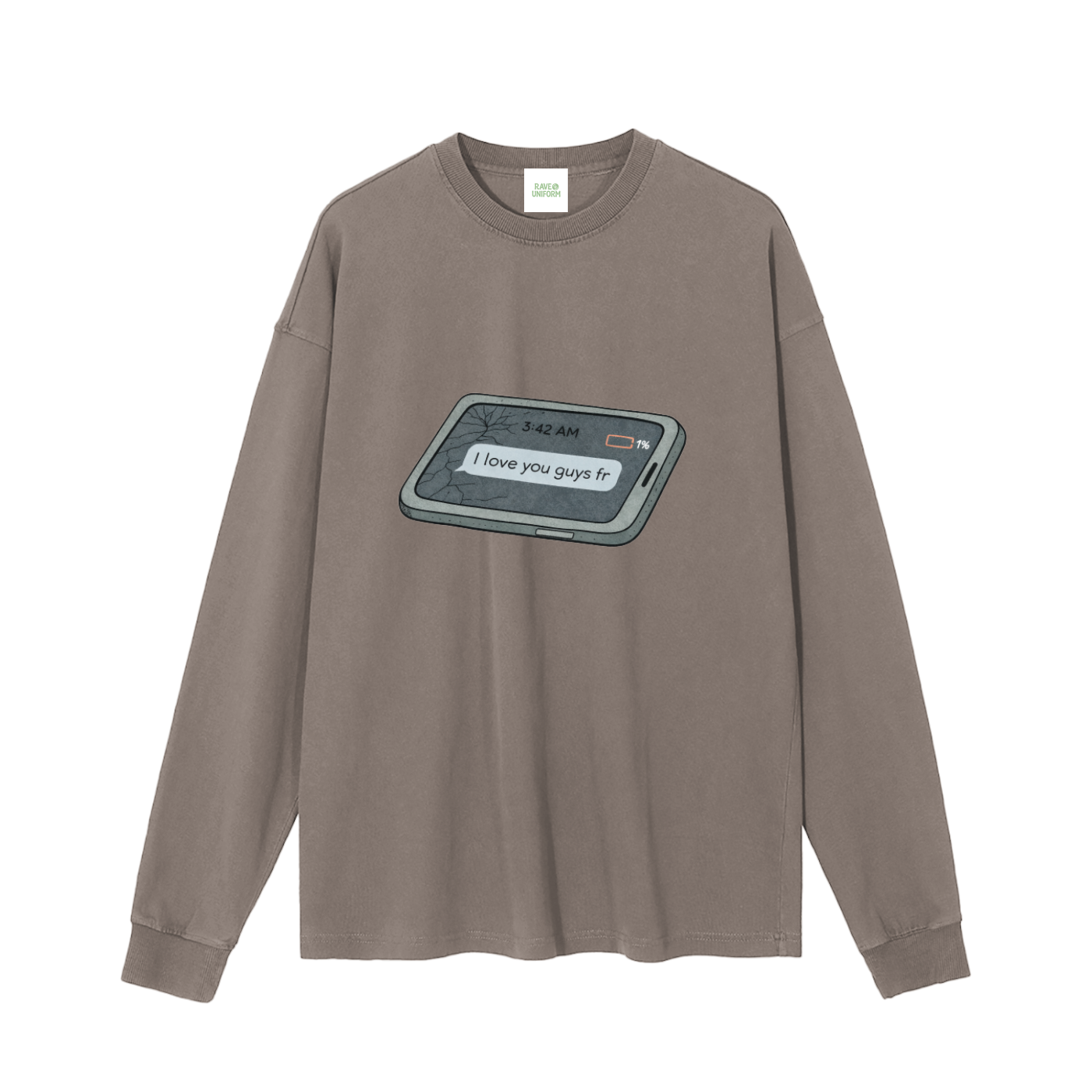 Love U Long Sleeve T-Shirt in Brown by Rave Uniform
