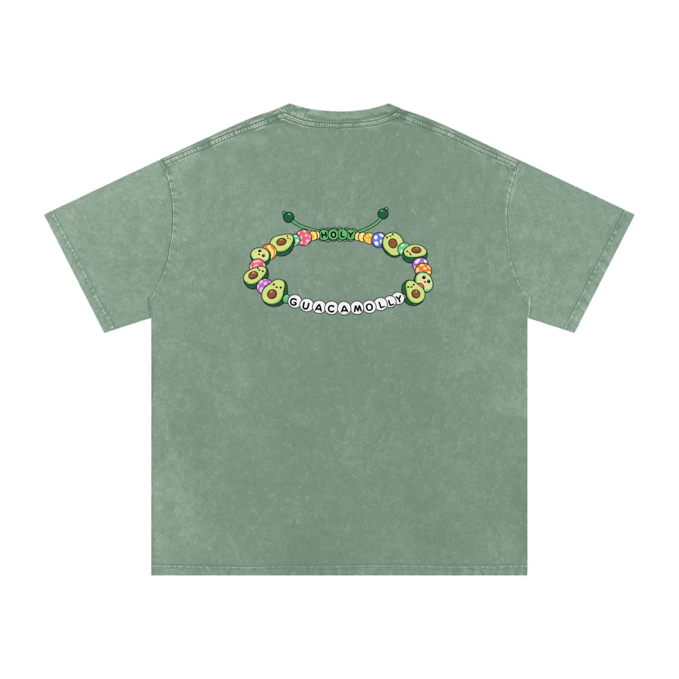 Holy Guacamolly Oversized Vintage T-Shirt in Bean Green alternate view by Rave Uniform