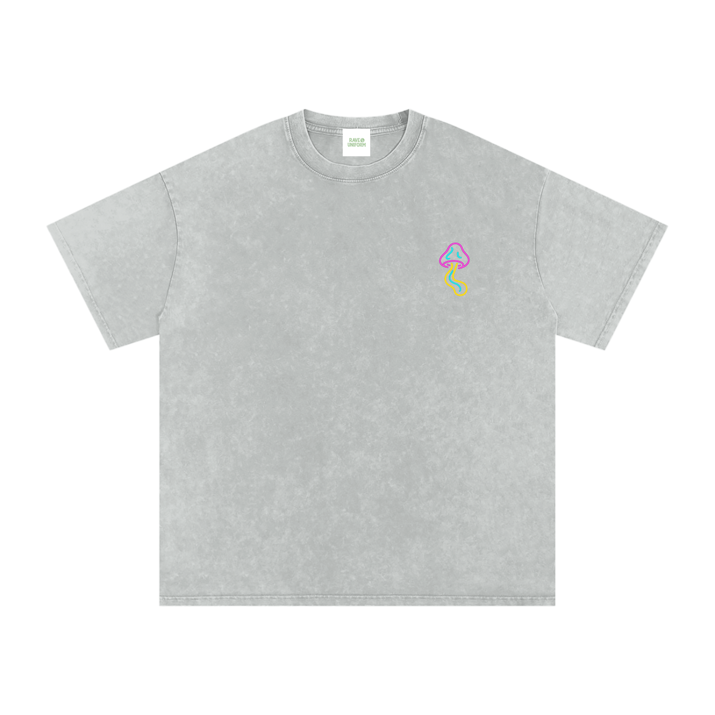 Glowing Mushroom Oversized Vintage T-Shirt in Light Gray by Rave Uniform