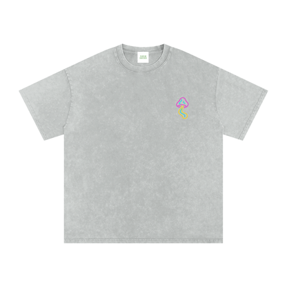 Glowing Mushroom Oversized Vintage T-Shirt in Light Gray by Rave Uniform