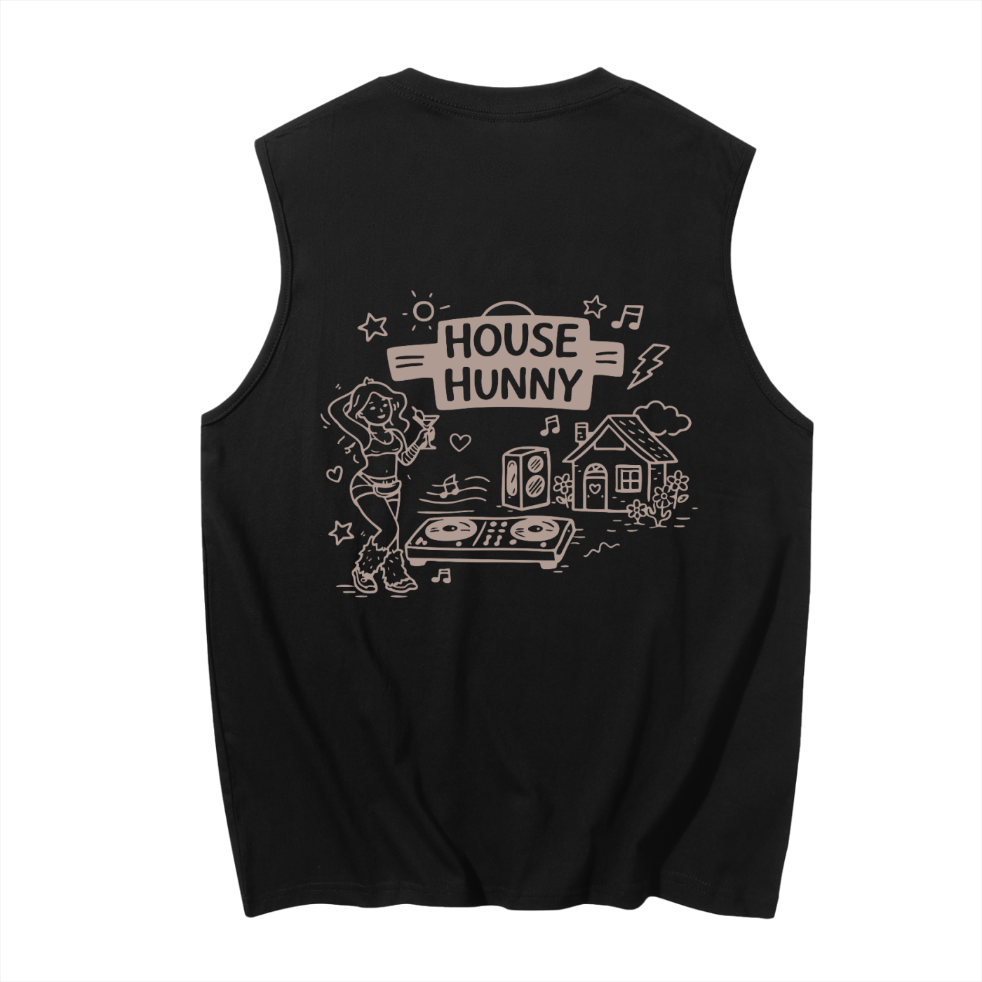 House Hunny Muscle Tank in Black alternate view by Rave Uniform