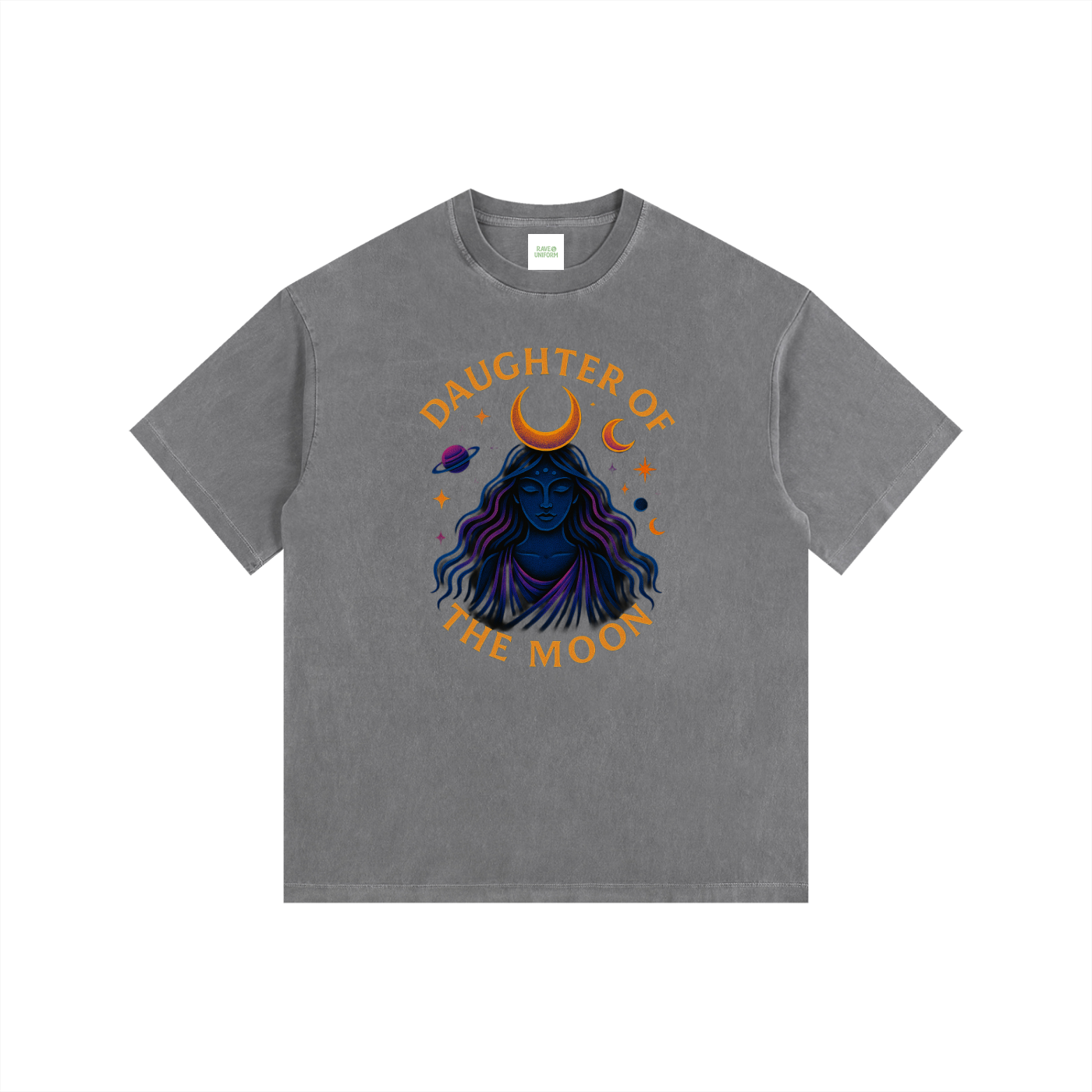 Daughter of The Moon Oversized T-Shirt in Gray by Rave Uniform