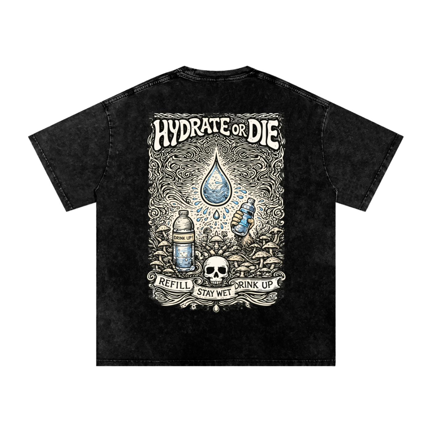 Stay Hydrate Oversized Vintage T-Shirt in Black alternate view by Rave Uniform