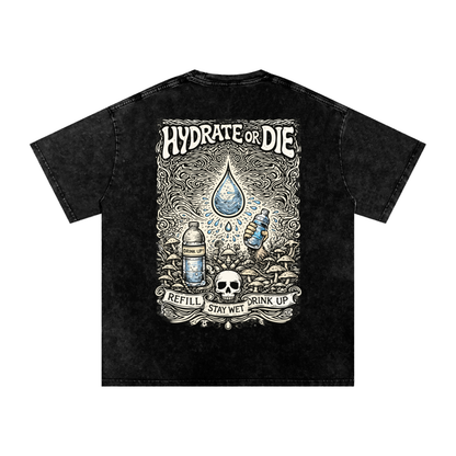 Stay Hydrate Oversized Vintage T-Shirt in Black alternate view by Rave Uniform