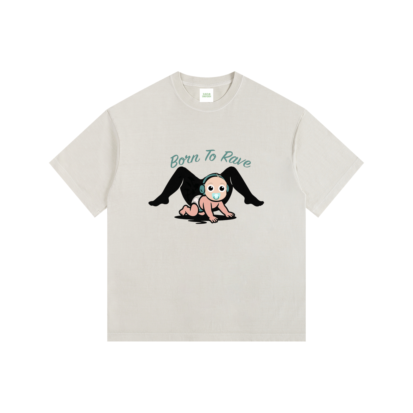 Born To Rave Oversized T-Shirt in Light Apricot by Rave Uniform
