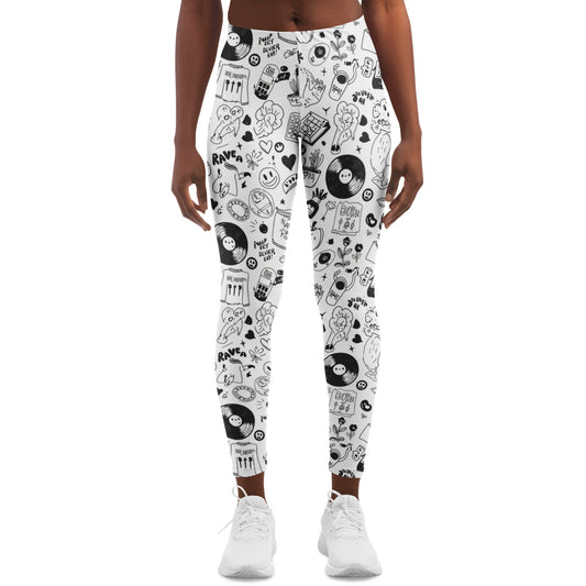 Stoner Doodles Inverted Leggings, front, on model