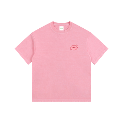 Smoochie Oversized T-Shirt in Pink detail view by Rave Uniform