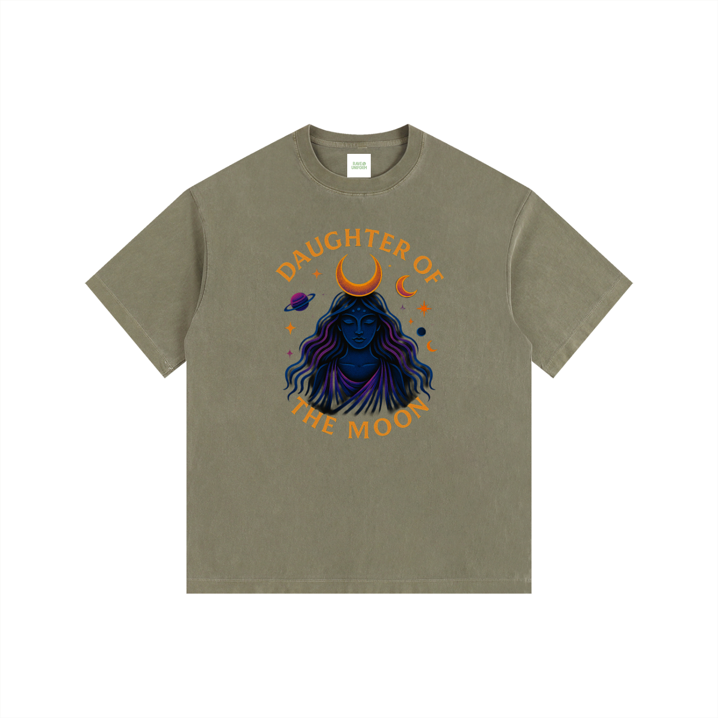 Daughter of The Moon Oversized T-Shirt in Army Green by Rave Uniform