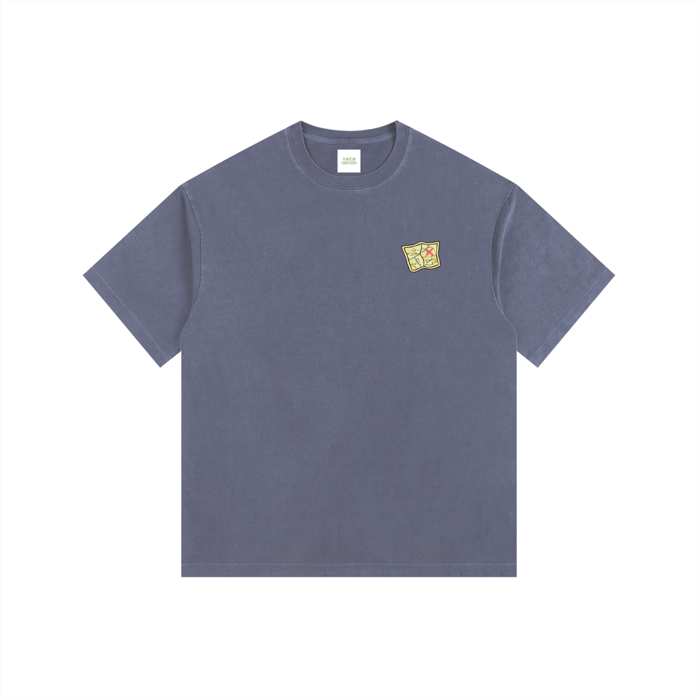 Side Quest Oversized T-Shirt in Navy Blue side view by Rave Uniform