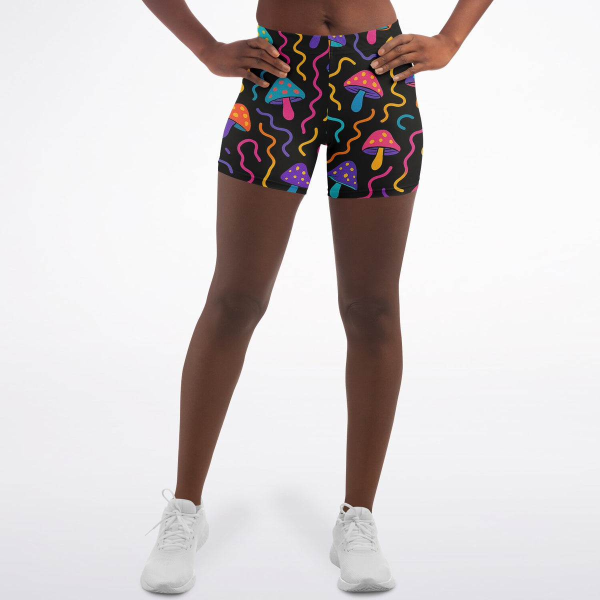Mushroom Confetti Legging Shorts, front, on model