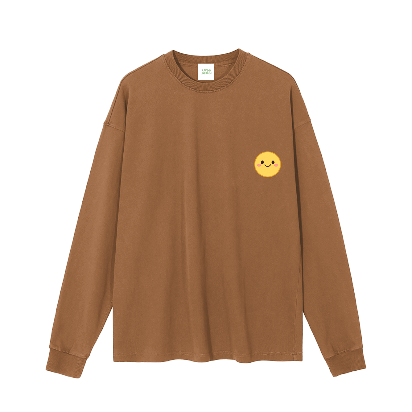Smiley Long Sleeve T-Shirt in Mocha by Rave Uniform