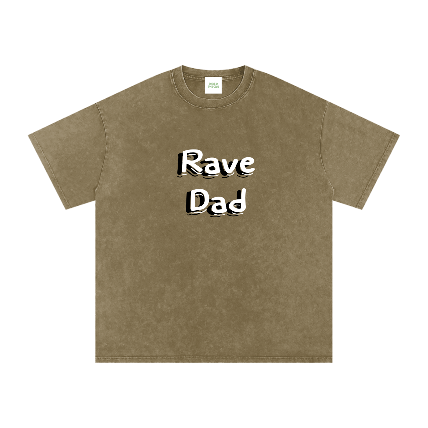 Rave Dad Oversized Vintage T-Shirt in Gray Green detail view by Rave Uniform