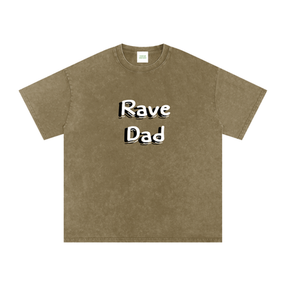Rave Dad Oversized Vintage T-Shirt in Gray Green detail view by Rave Uniform