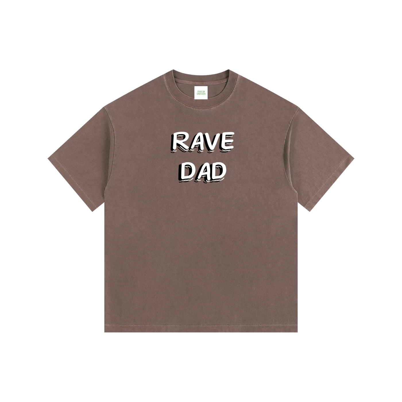 Rave Dad Oversized T-Shirt in Coffee detail view by Rave Uniform