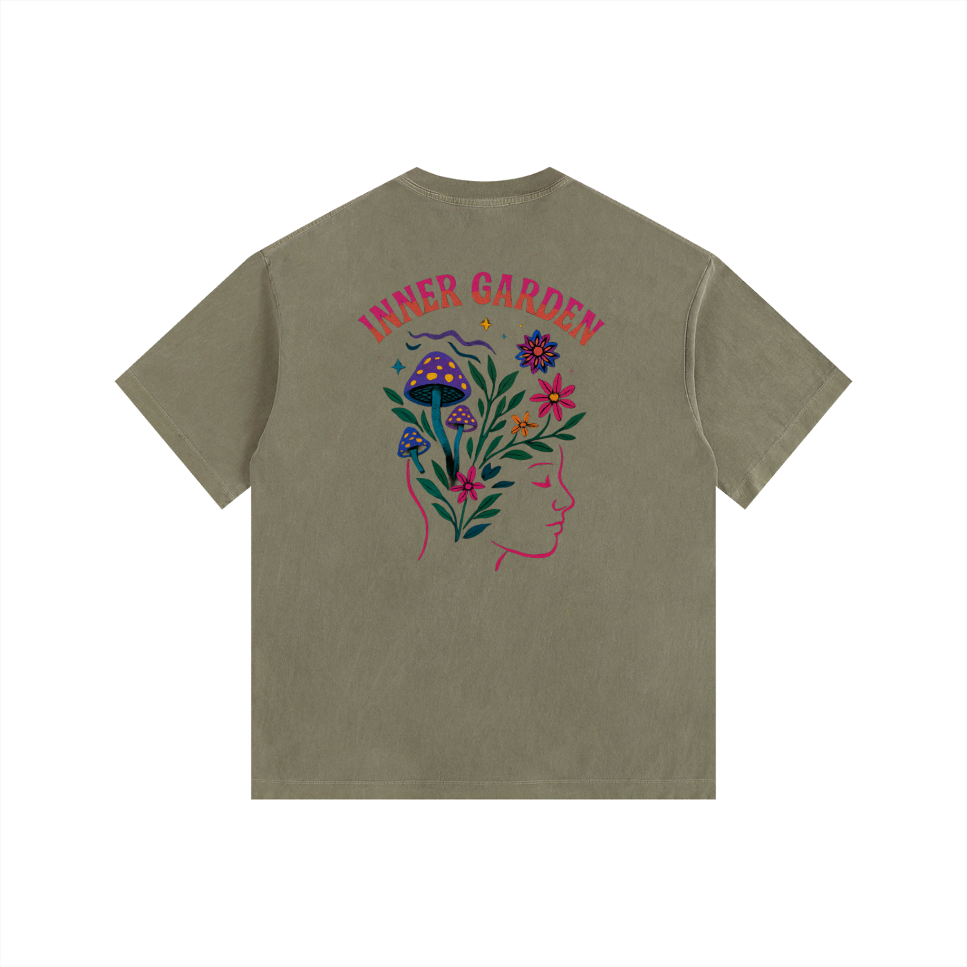 Inner Garden Oversized T-Shirt in Army Green alternate view by Rave Uniform