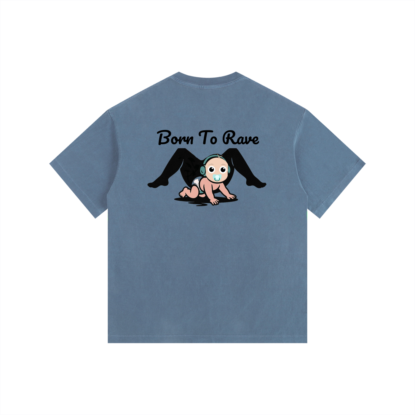 Born to Rave Oversized T-Shirt in Royal Blue detail view by Rave Uniform