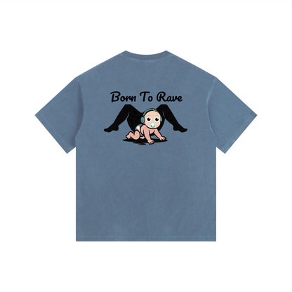 Born to Rave Oversized T-Shirt in Royal Blue detail view by Rave Uniform