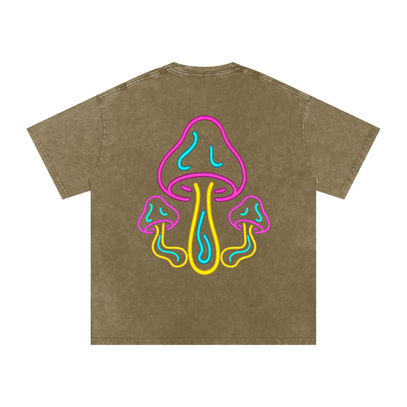 Glowing Mushroom Oversized Vintage T-Shirt in Gray Green detail view by Rave Uniform