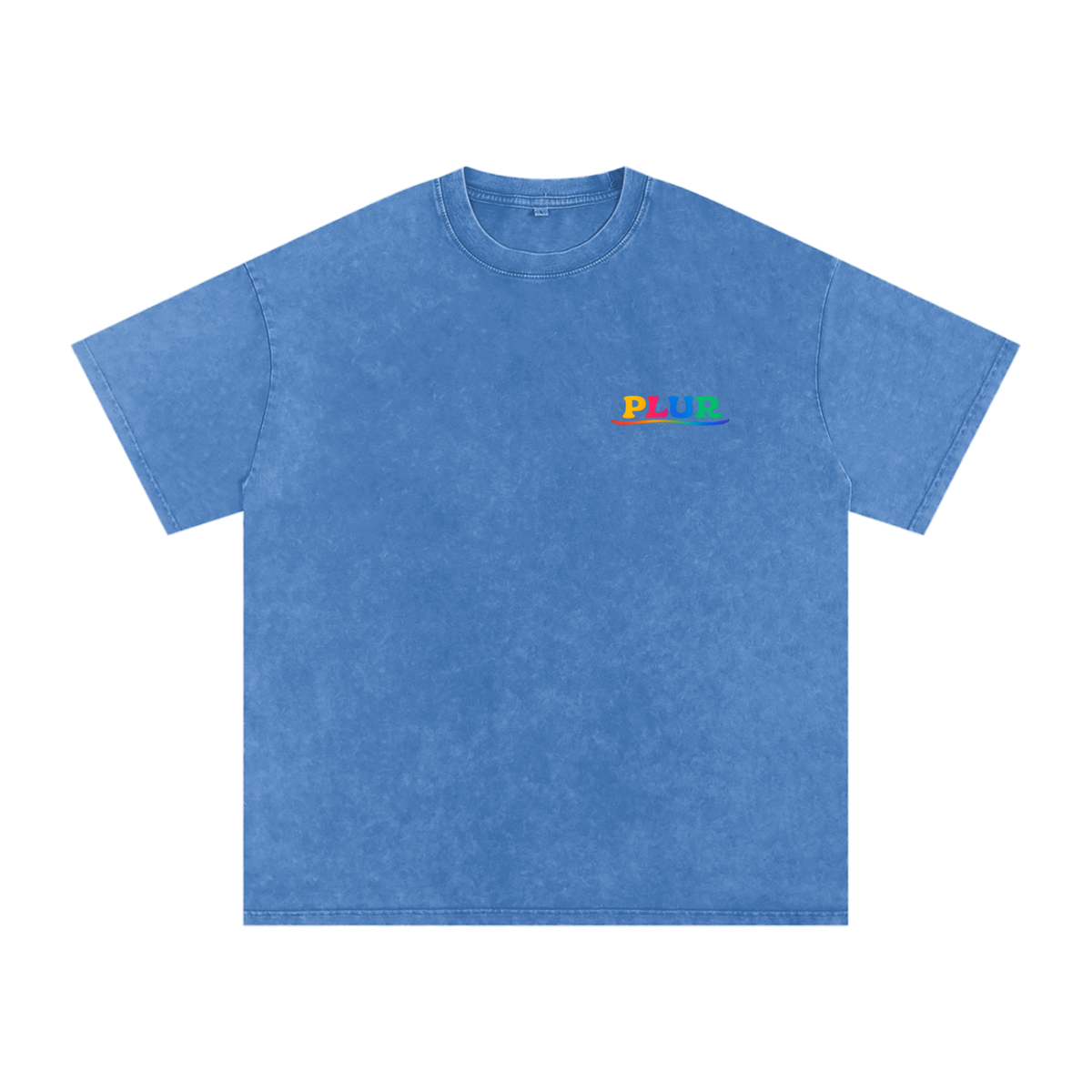 PLUR Oversized Vintage T-Shirt in Light Blue detail view by Rave Uniform