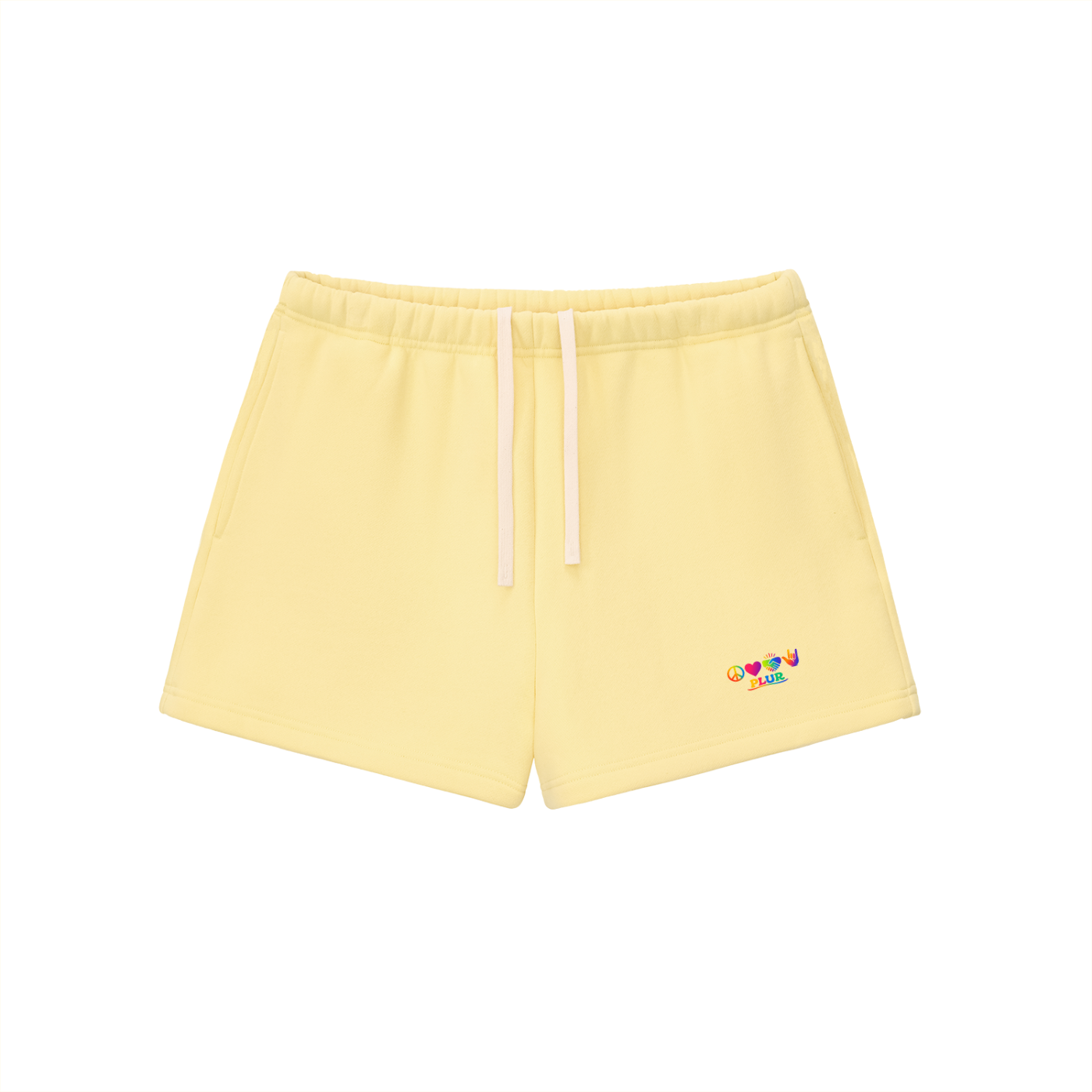 PLUR Cotton Shorts in Yellow detail view by Rave Uniform