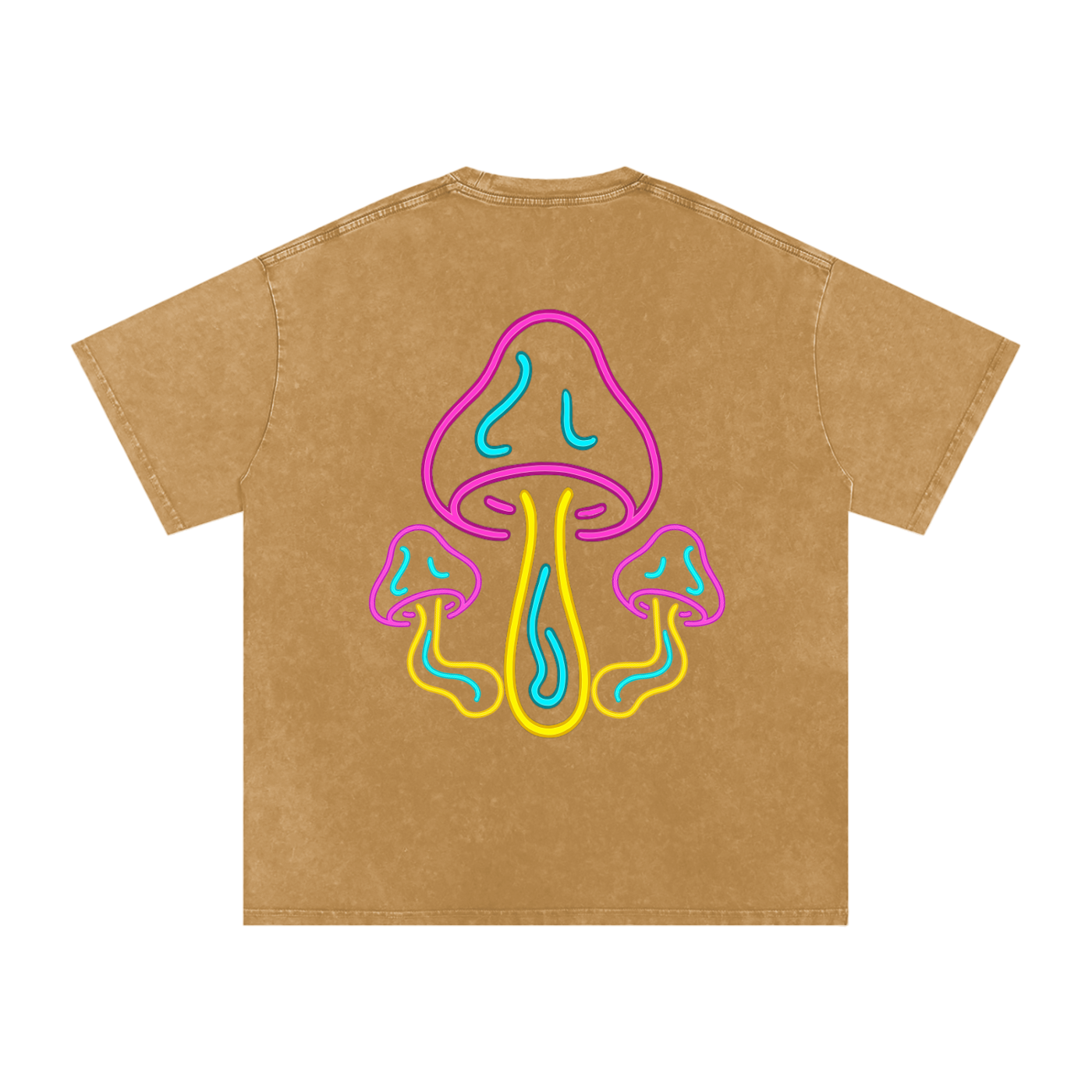 Glowing Mushroom Oversized Vintage T-Shirt in Light Brown detail view by Rave Uniform