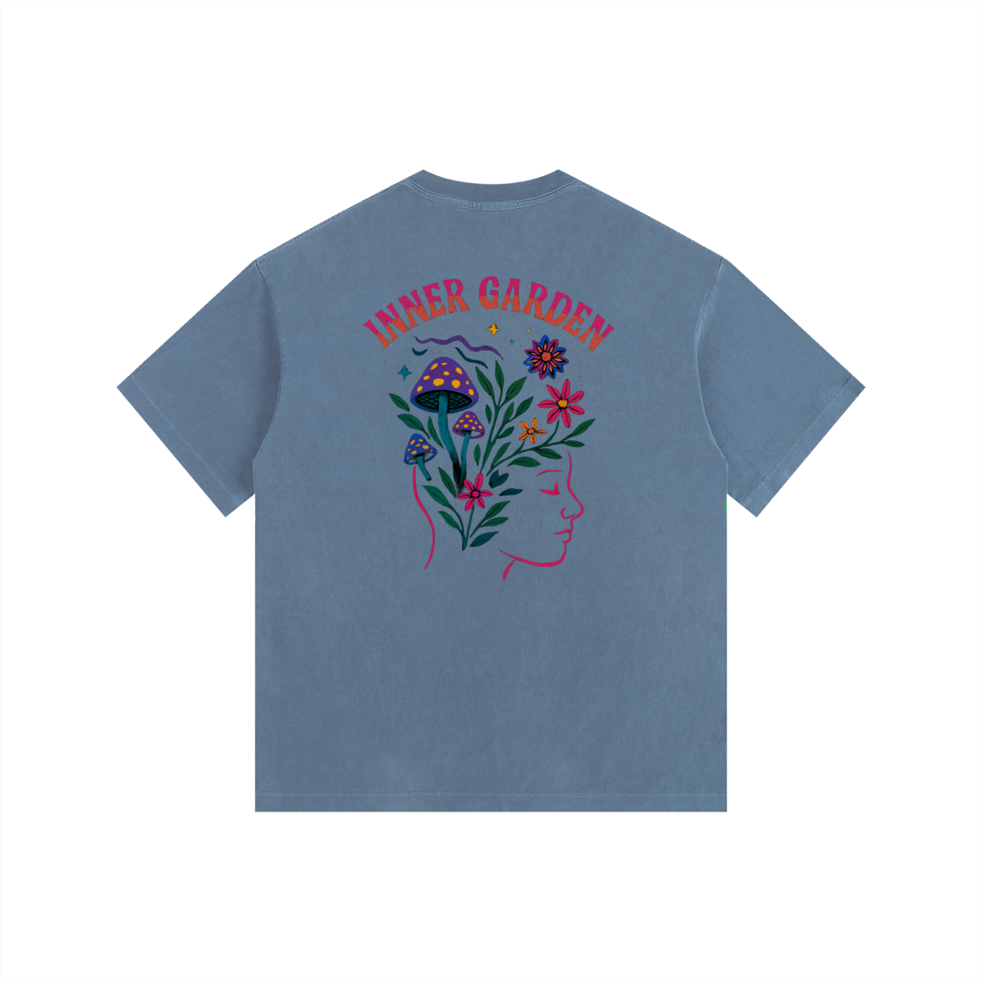Inner Garden Oversized T-Shirt in Royal Blue detail view by Rave Uniform