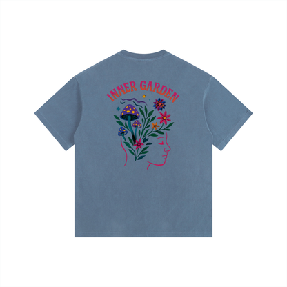 Inner Garden Oversized T-Shirt in Royal Blue detail view by Rave Uniform