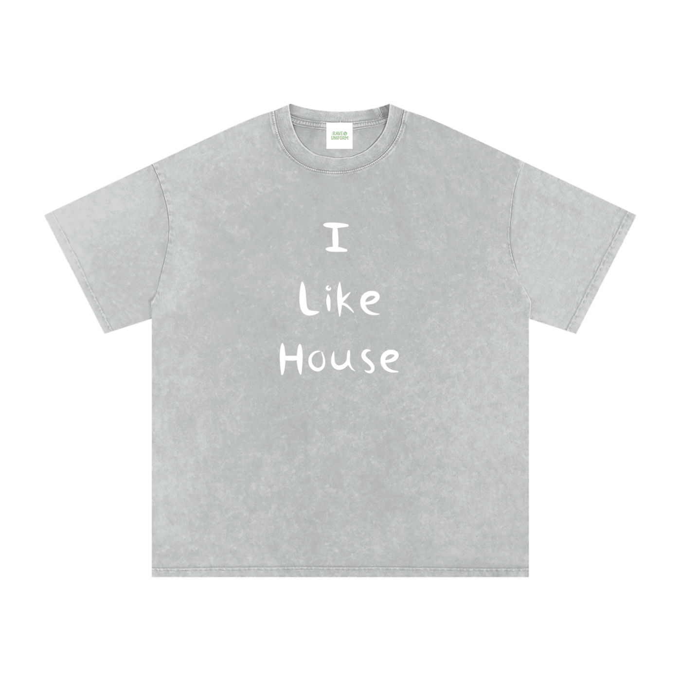 I Like House Oversized Vintage T-Shirt in Light Gray by Rave Uniform