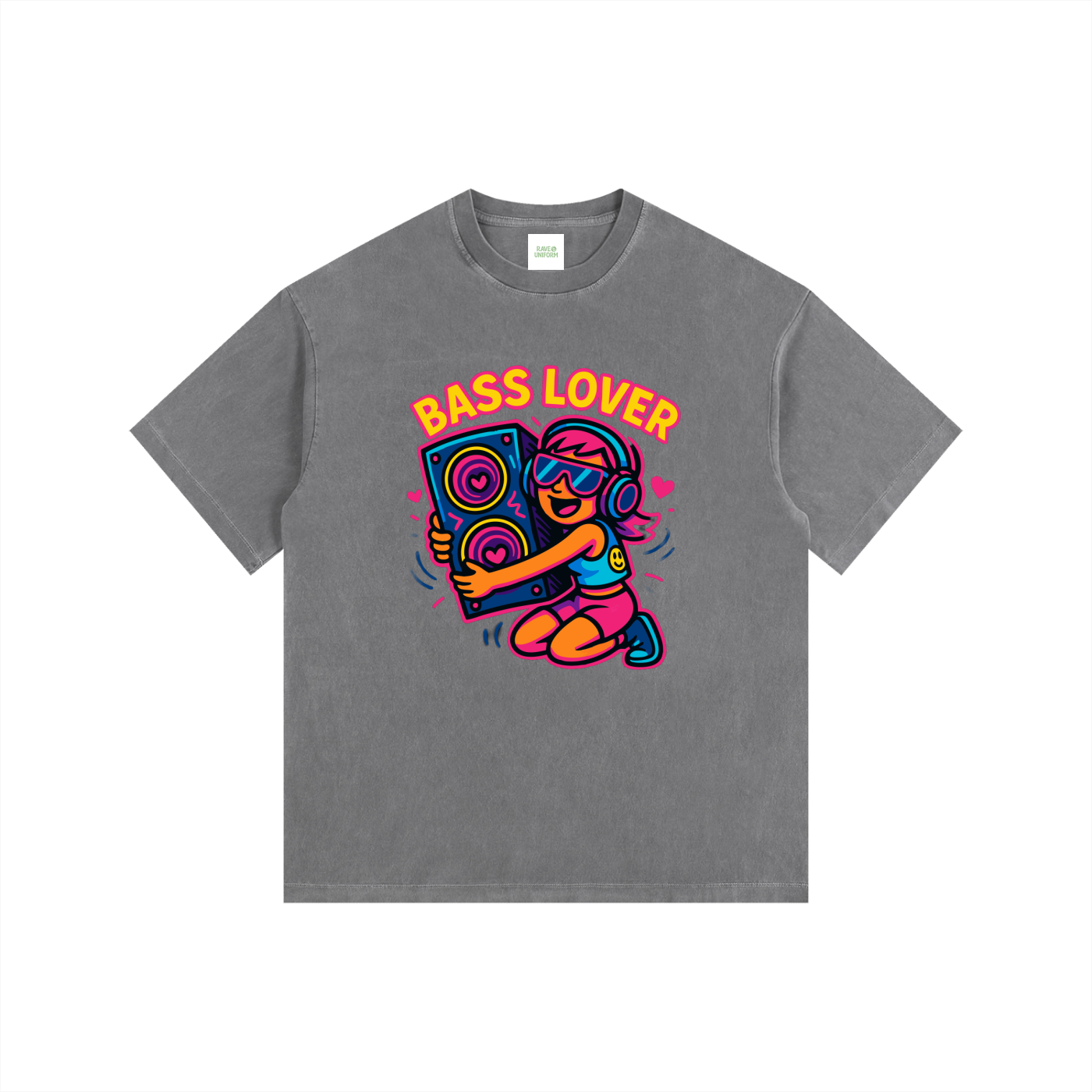 Bass Lover Oversized T-Shirt in Gray by Rave Uniform