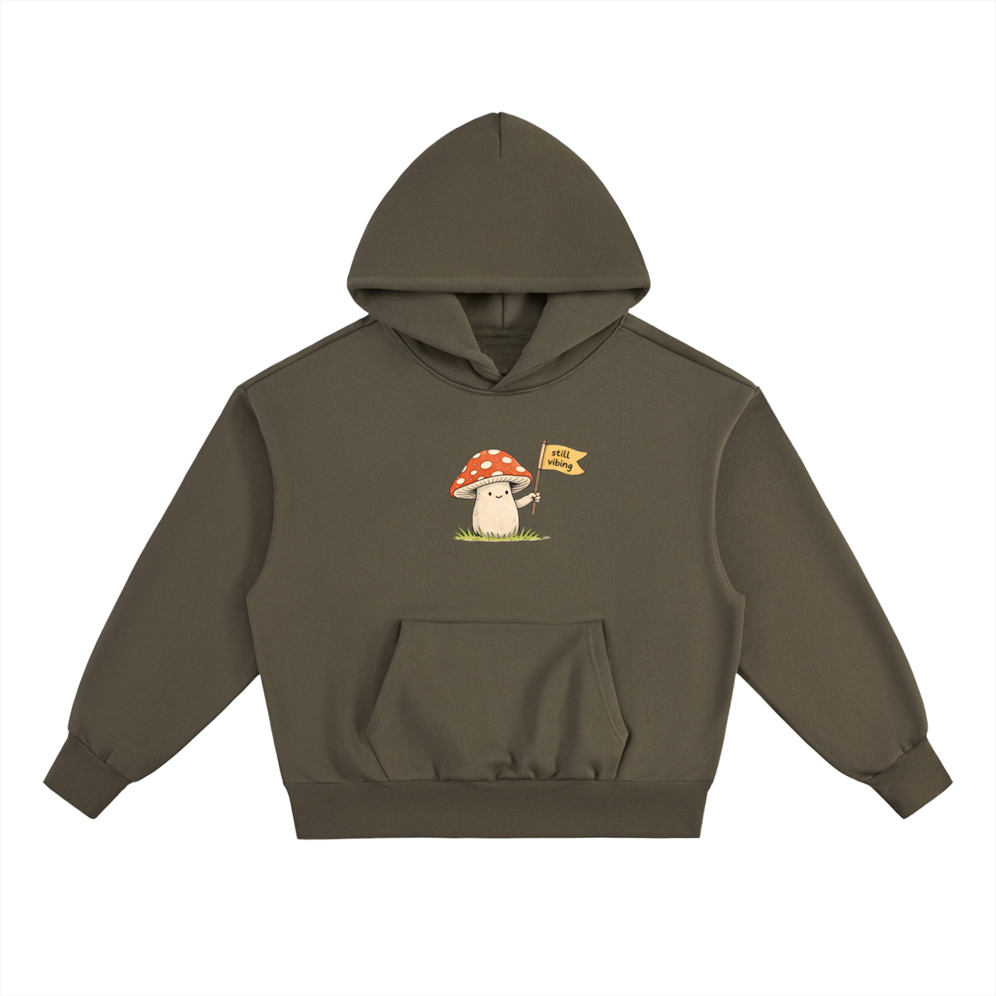 Still Vibin Heavyweight Hoodie in Olive Green by Rave Uniform