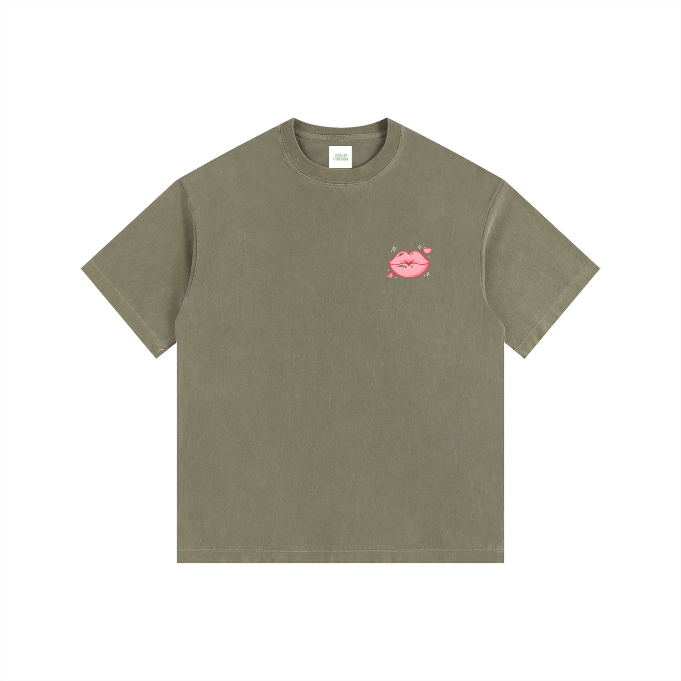 Smoochie Oversized T-Shirt in Army Green by Rave Uniform