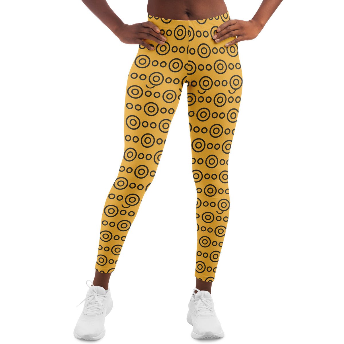 Yellow Eyes Leggings, front, on model