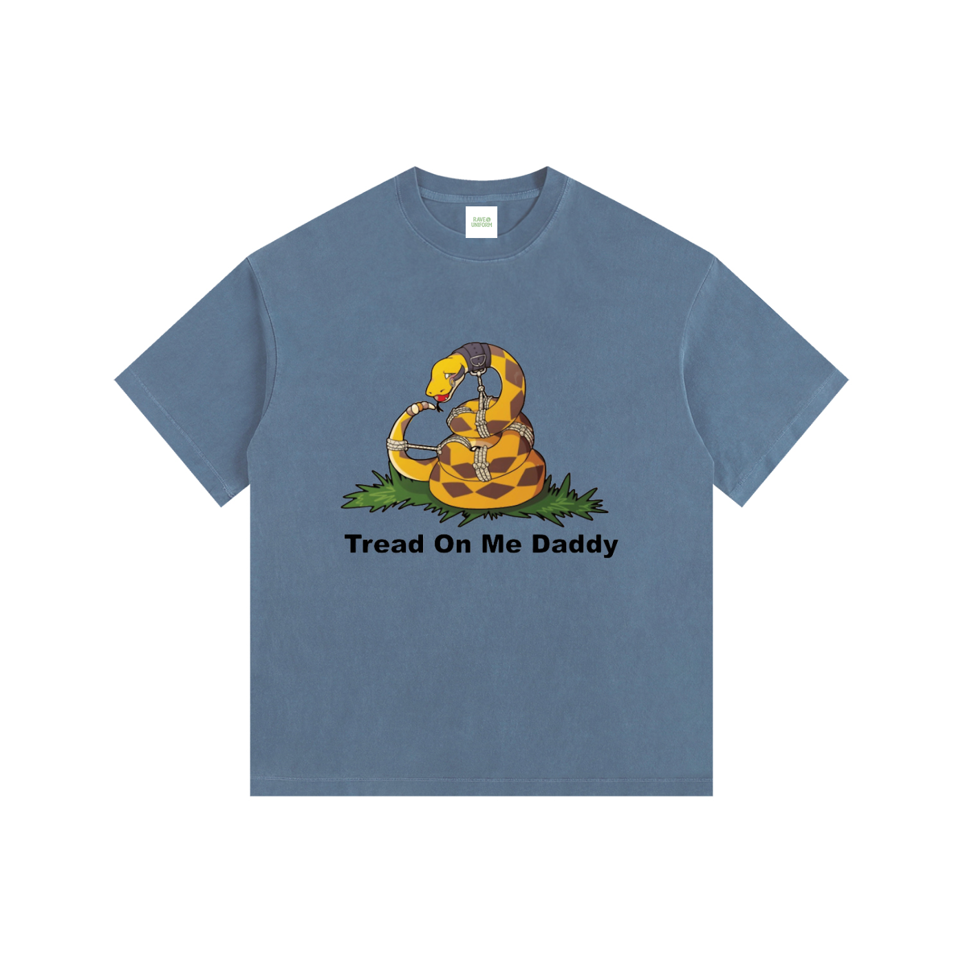 Tread On Me Daddy Oversized T-Shirt in Royal Blue detail view by Rave Uniform