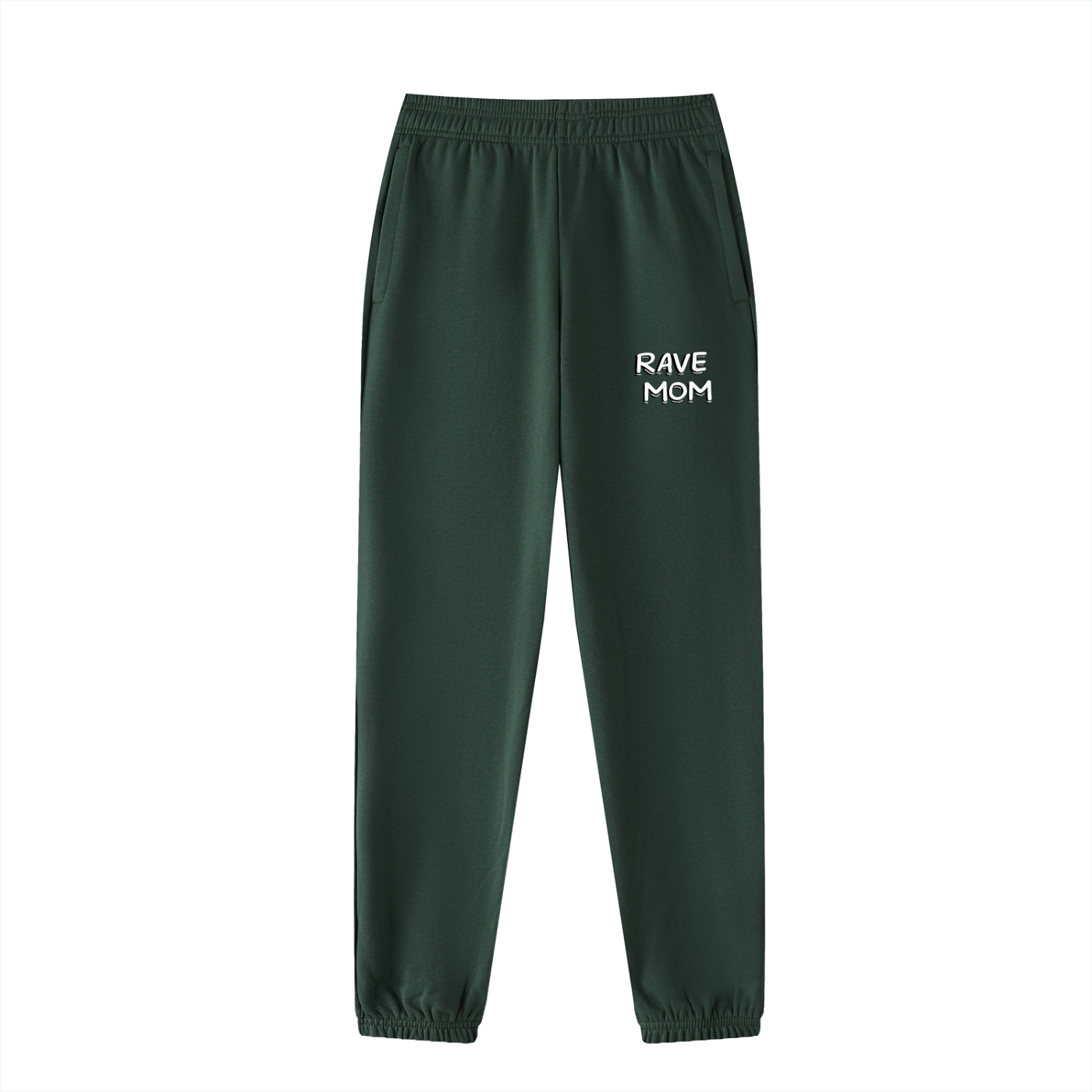 Rave Mom Cuffed Sweatpants in Retro Green detail view by Rave Uniform