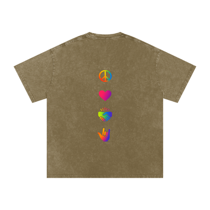PLUR Oversized Vintage T-Shirt in Gray Green detail view by Rave Uniform