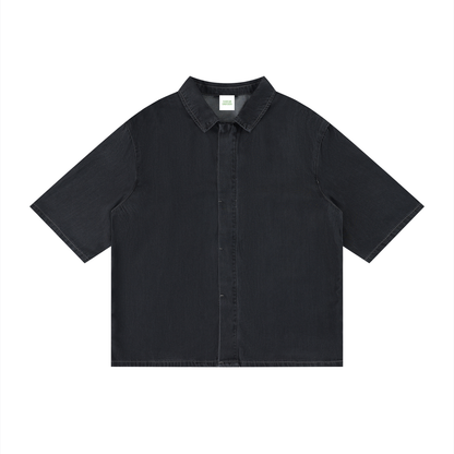 Drop Shoulder Shirt in Black front view by Rave Uniform