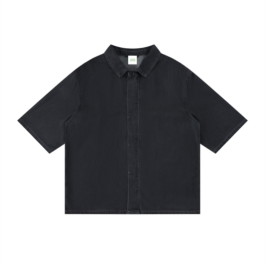 Drop Shoulder Shirt in Black front view by Rave Uniform