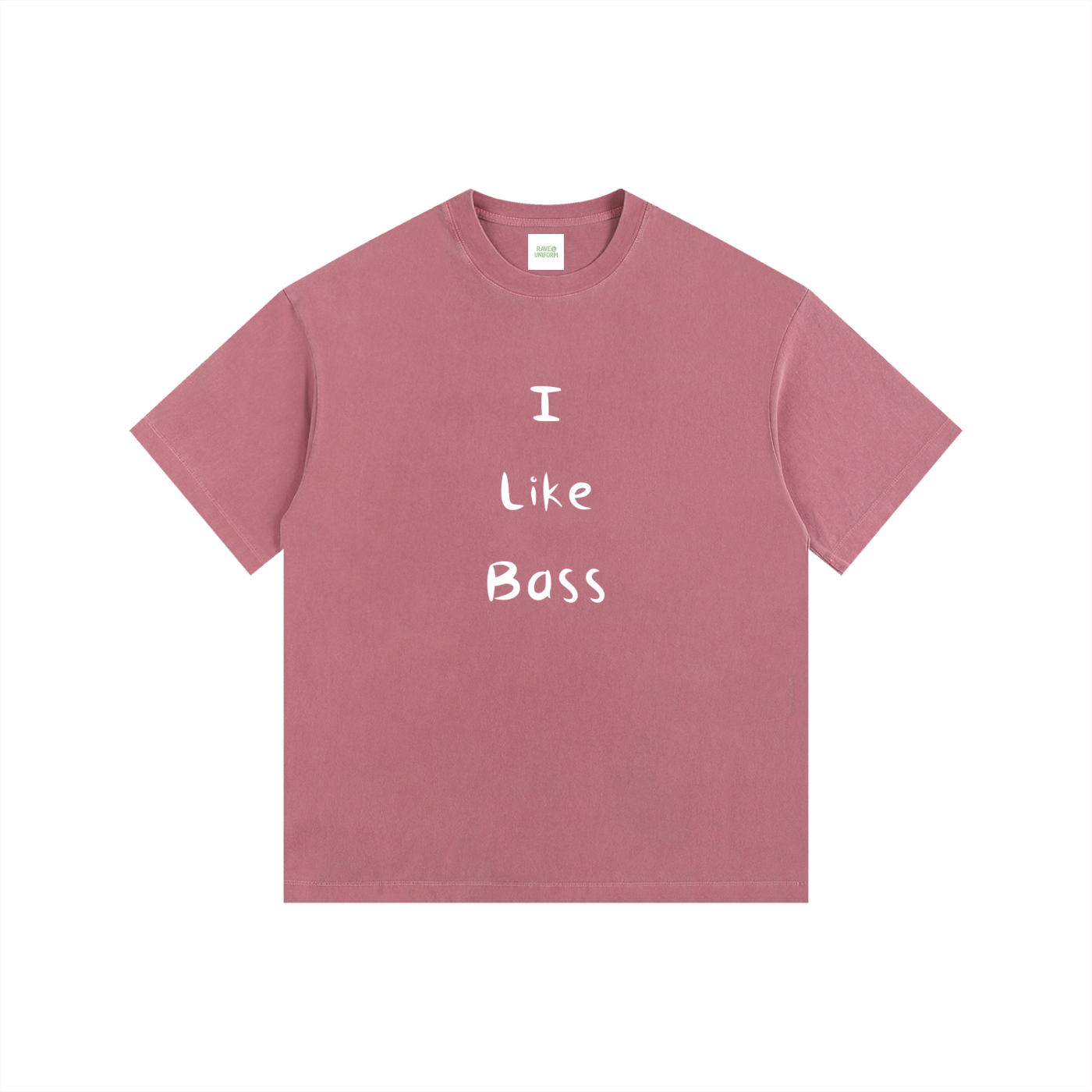 I Like Bass Oversized T-Shirt in Ancora Red detail view by Rave Uniform