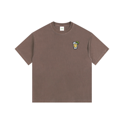 Techno & Tequila Oversized T-Shirt in Coffee detail view by Rave Uniform