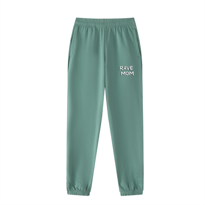 Rave Mom Cuffed Sweatpants in Dark Green detail view by Rave Uniform