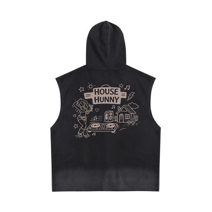 House Hunny Zip-Up Sleeveless Hoodie