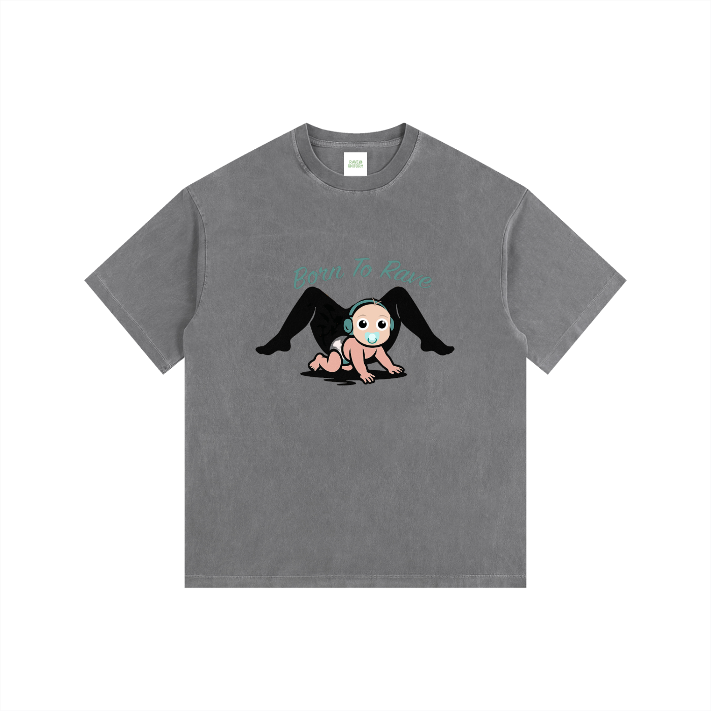 Born To Rave Oversized T-Shirt in Gray by Rave Uniform
