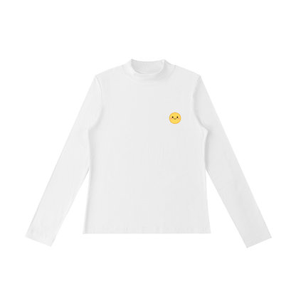 Essential Mock Neck Long Sleeve T-Shirt in White by Rave Uniform