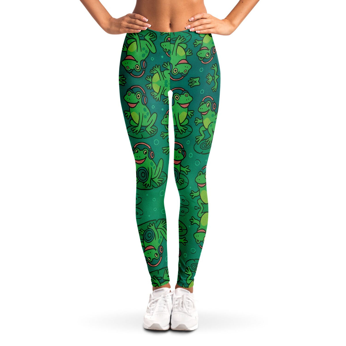 Bass Frog Leggings, front, on model