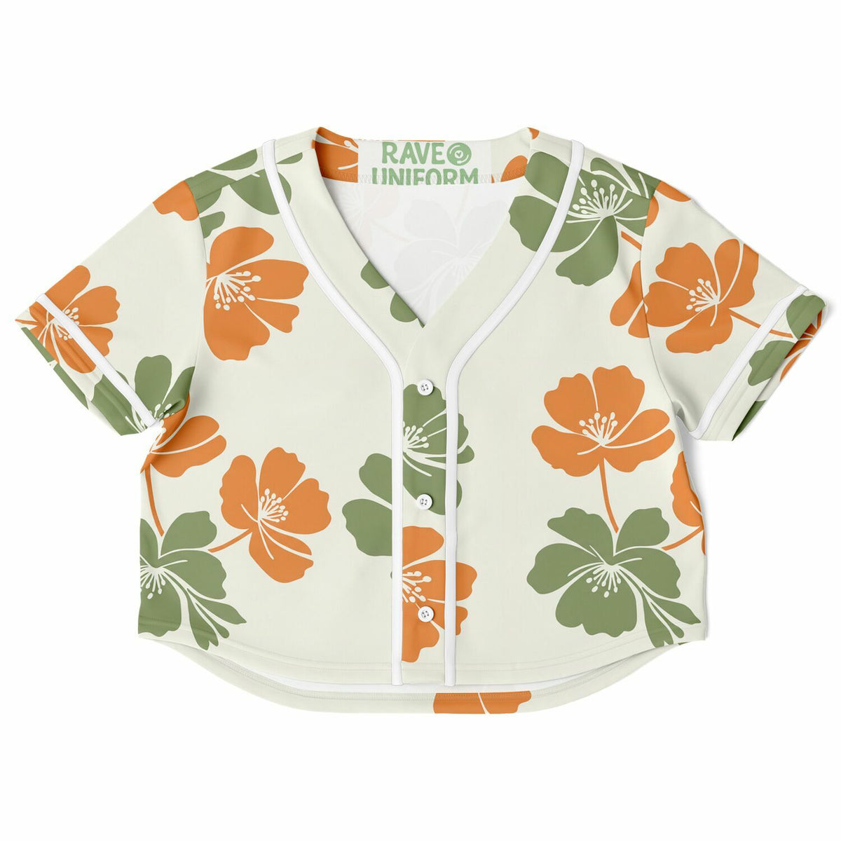 Floral Breeze Cropped Baseball Jersey, front, flat lay