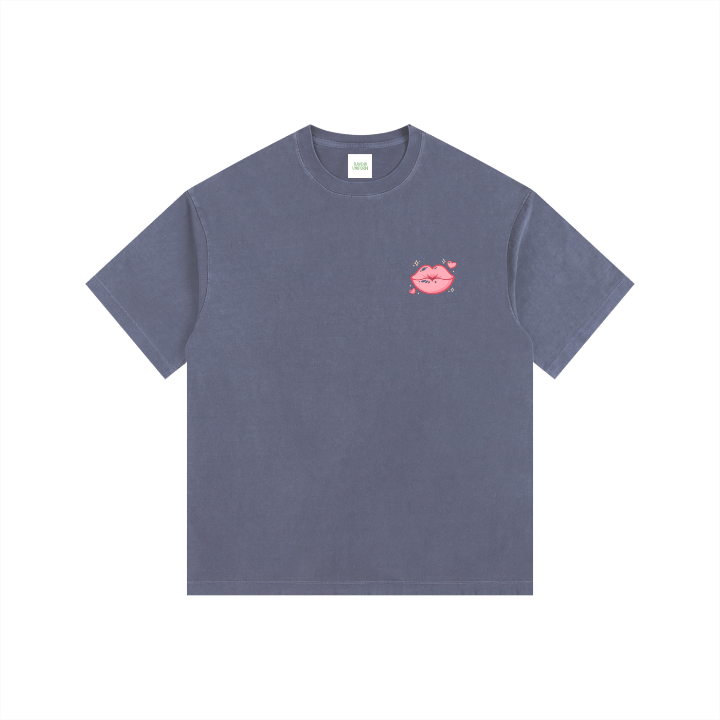 Smoochie Oversized T-Shirt in Navy Blue detail view by Rave Uniform