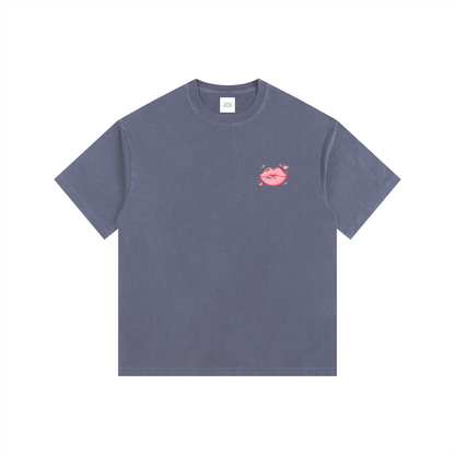 Smoochie Oversized T-Shirt in Navy Blue detail view by Rave Uniform