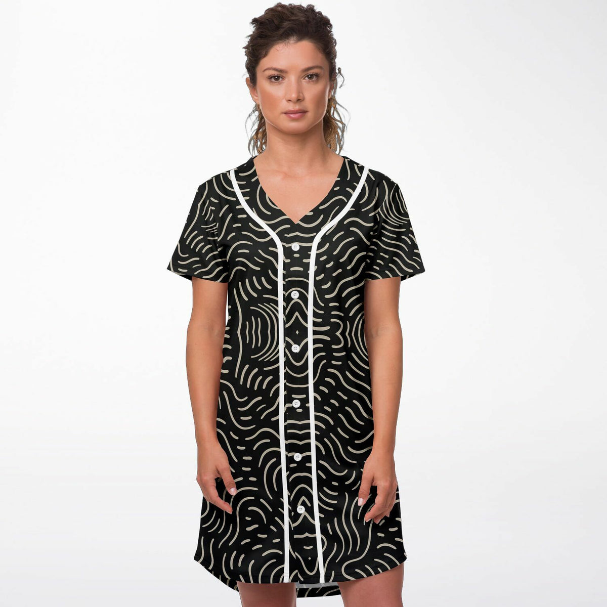 Golden Doodles Baseball Jersey Dress, front, on model