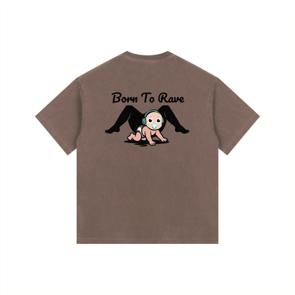Born to Rave Oversized T-Shirt in Coffee detail view by Rave Uniform