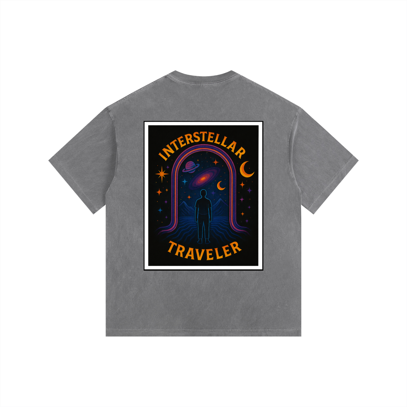 Interstellar Traveller Oversized T-Shirt in Gray alternate view by Rave Uniform